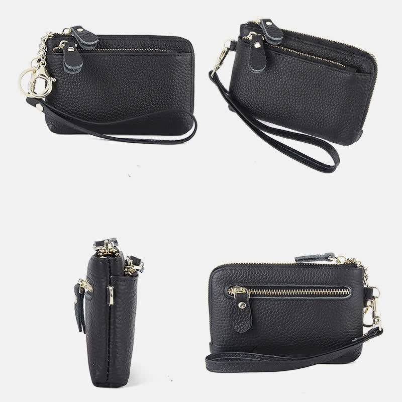 Kleine Clutch aus echtem Leder für Damen mit Armband, Geldbörse, Kartenhalter
