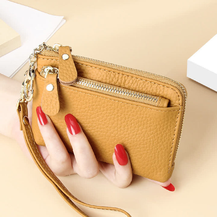Kleine Clutch aus echtem Leder für Damen mit Armband, Geldbörse, Kartenhalter