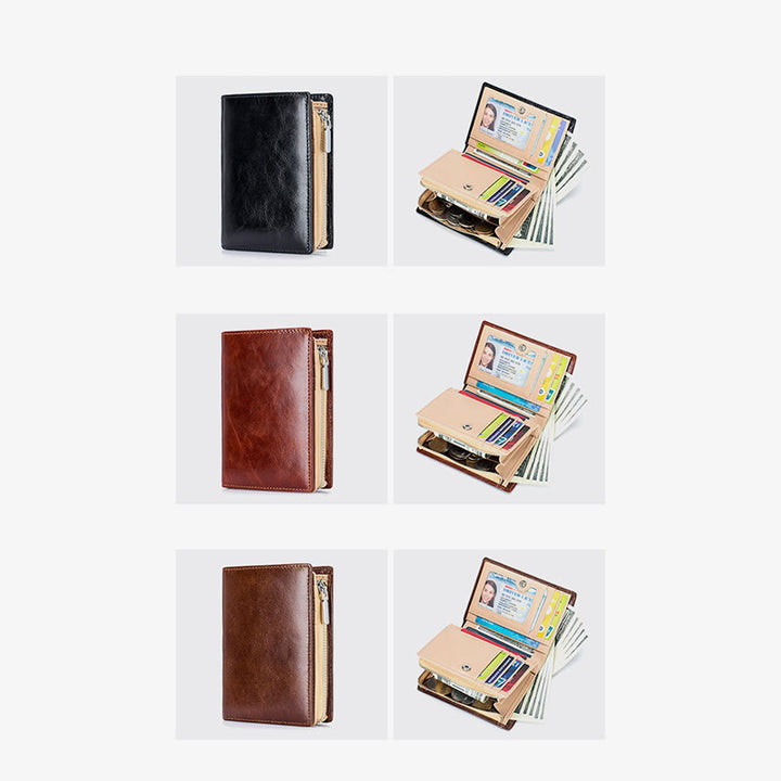 Herren Kurze Brieftasche Für Business Retro Multifunktions Leder Geldbörse