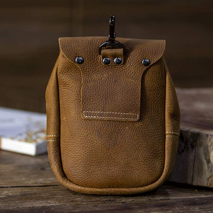 Echtes Leder Kordelzug Beutel Handtasche Hüfttasche Tragbare Brieftasche Gürteltasche