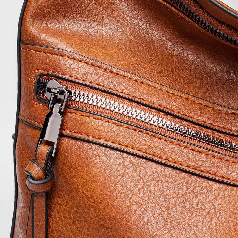 Tragetasche für Damen, Umhängetasche aus PU-Leder mit Quaste und großem Fassungsvermögen