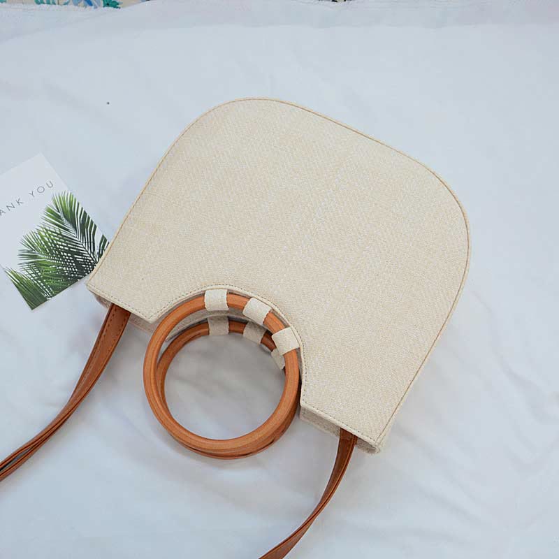 Umhängetasche für Damen, Bohemian-Stil, für Reisen und Strand, Stroh-Schultertasche