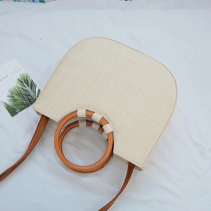 Umhängetasche für Damen, Bohemian-Stil, für Reisen und Strand, Stroh-Schultertasche