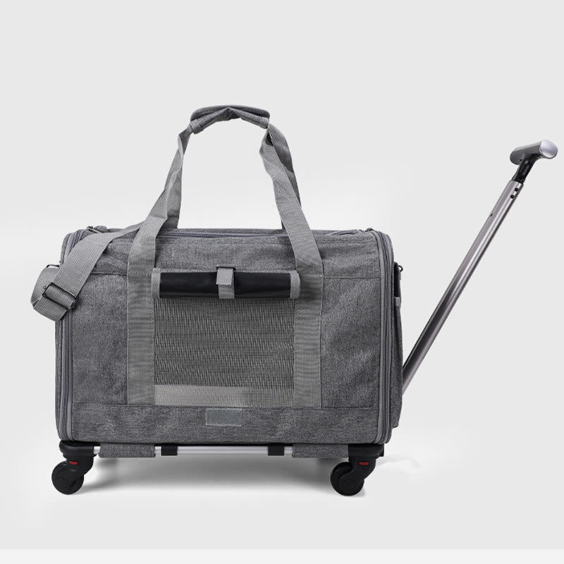 Rolling Pet Carrier Faltbare atmungsaktive Zugstange Haustiertasche