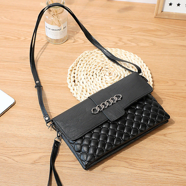 Gesteppte Schultertasche für Damen mit Karomuster, multifunktionale Geldbörse