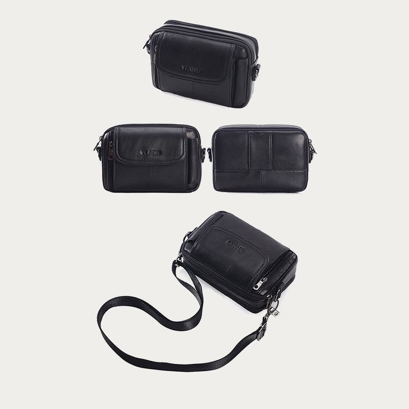 Leder-Gürteltasche für Herren, Retro, multifunktionale Umhängetasche für Handys