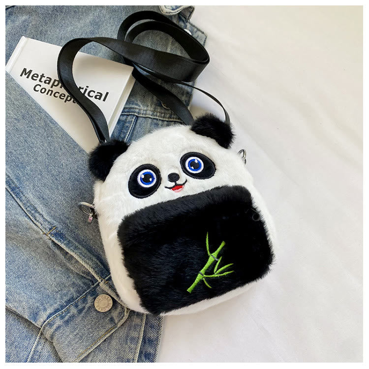 Niedliche Umhängetasche mit Cartoon-Panda-Motiv, Plüschtier, Schultertasche