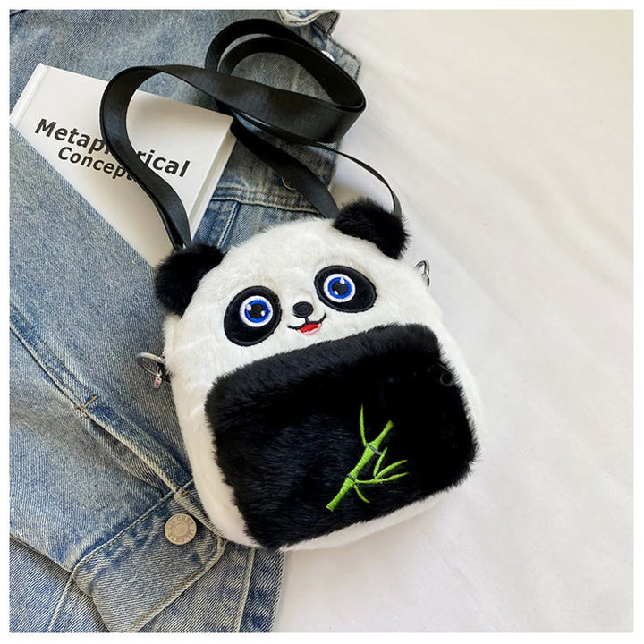 Niedliche Umhängetasche mit Cartoon-Panda-Motiv, Plüschtier, Schultertasche
