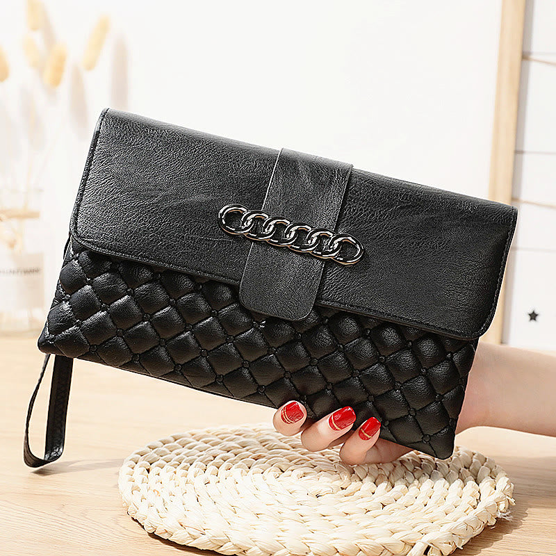 Gesteppte Schultertasche für Damen mit Karomuster, multifunktionale Geldbörse