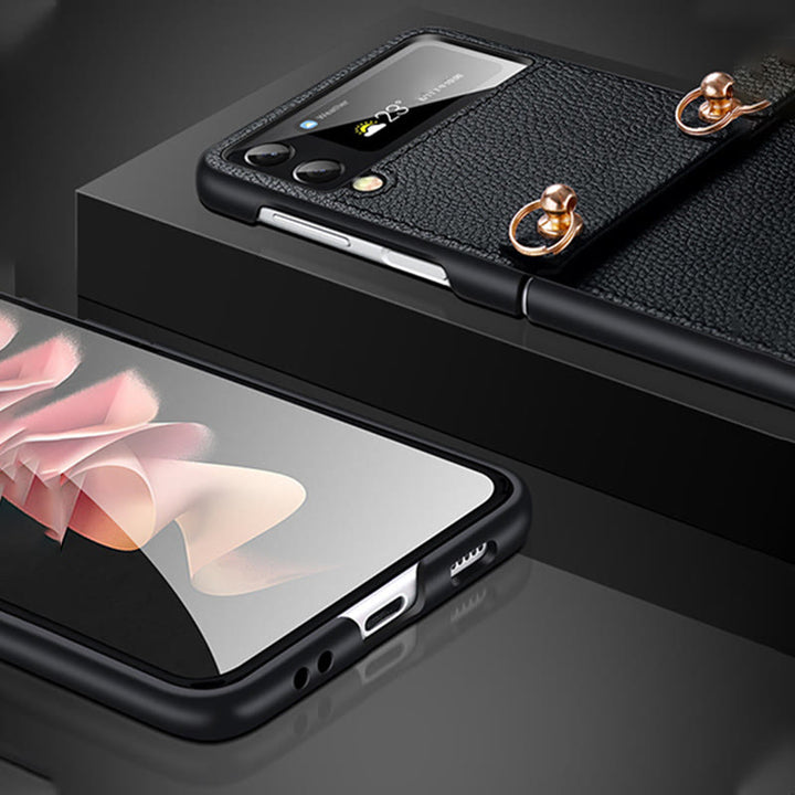 Crossbody Handyhülle Samsung Z Flip 4 Klappdisplay Leder Schutzhülle