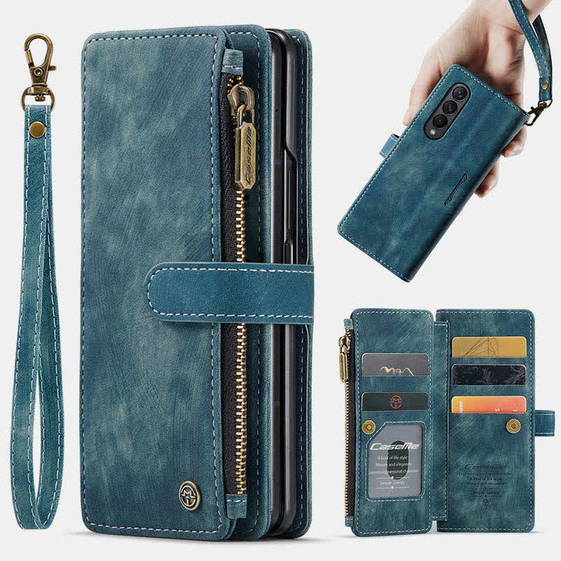 Schutzhülle für Galaxy Z Fold 3 4 5, Brieftaschenformat, mit Kartenhalter, magnetischem Ständer, für Damen und Herren