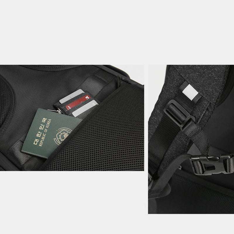Robuster 15-Zoll-Business-Laptop-Rucksack für unterwegs mit USB-Ladeanschluss und Kopfhöreranschluss