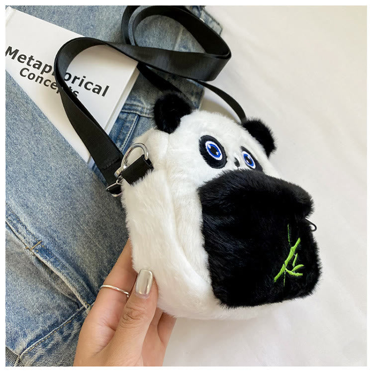 Niedliche Umhängetasche mit Cartoon-Panda-Motiv, Plüschtier, Schultertasche