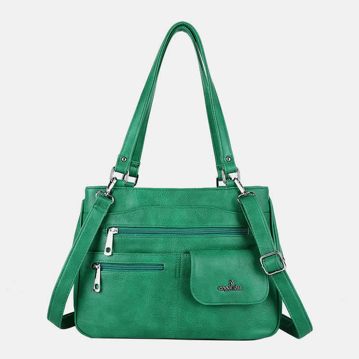 Schultertasche aus Kunstleder mit mehreren Taschen und großer Kapazität