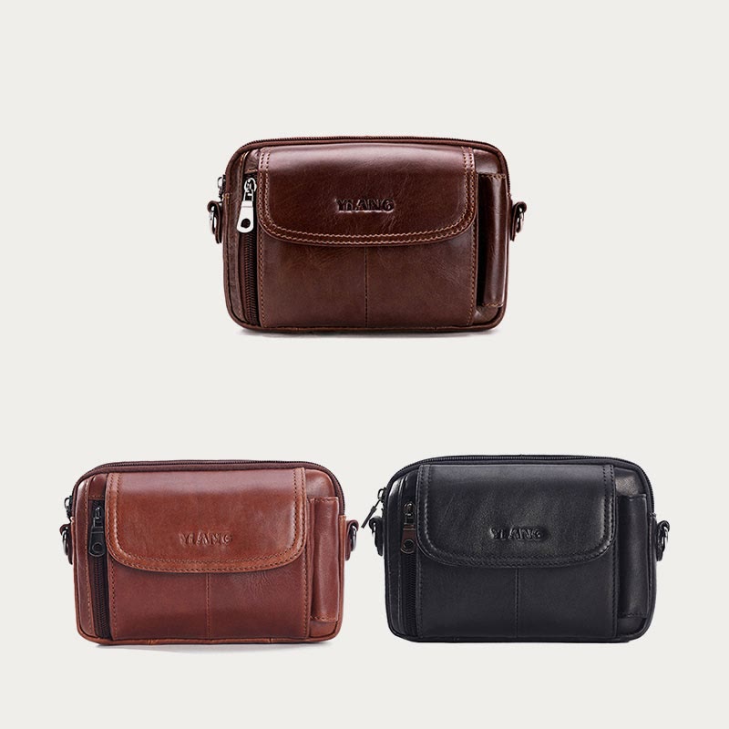Leder-Gürteltasche für Herren, Retro, multifunktionale Umhängetasche für Handys
