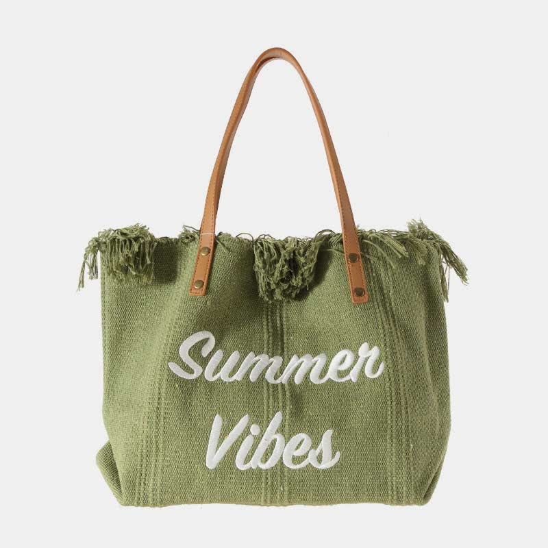 Canvas-Einkaufstasche, Sommer-Signatur, extragroße Schulterhandtasche, Geldbörsen