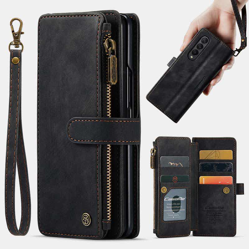 Schutzhülle für Galaxy Z Fold 3 4 5, Brieftaschenformat, mit Kartenhalter, magnetischem Ständer, für Damen und Herren