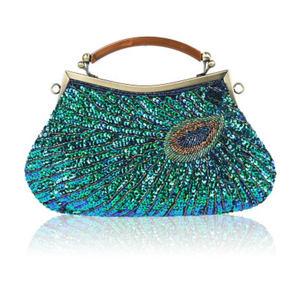 Handgemachte Perlen Clutch Pfau Pailletten Tasche