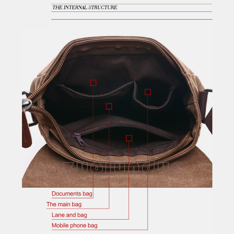 Retro Business Messenger Bag mit mehreren Taschen