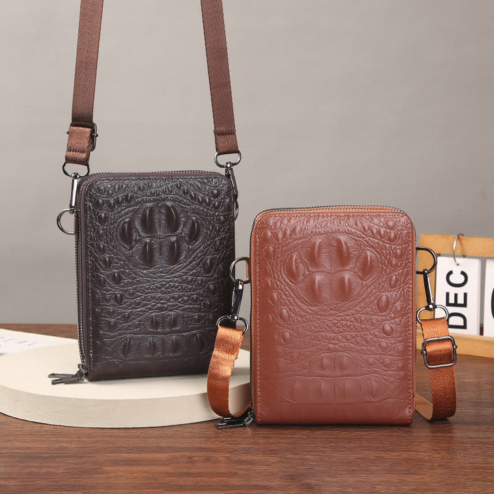 Handytasche mit abnehmbarem Riemen für Damen, Umhängetasche aus geprägtem Leder