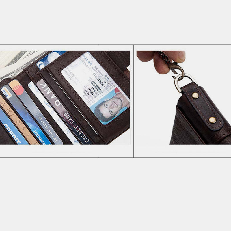 RFID-Geldbörse aus echtem Leder mit großem Fassungsvermögen