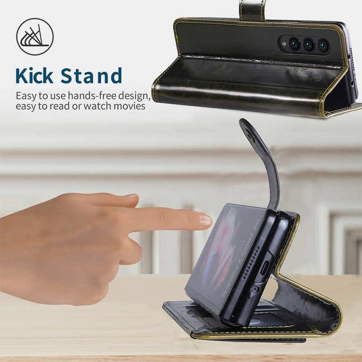 Z Fold 4 /3 Hülle Brieftasche für Frauen Männer PU Leder Flip Kickstand Telefonabdeckung