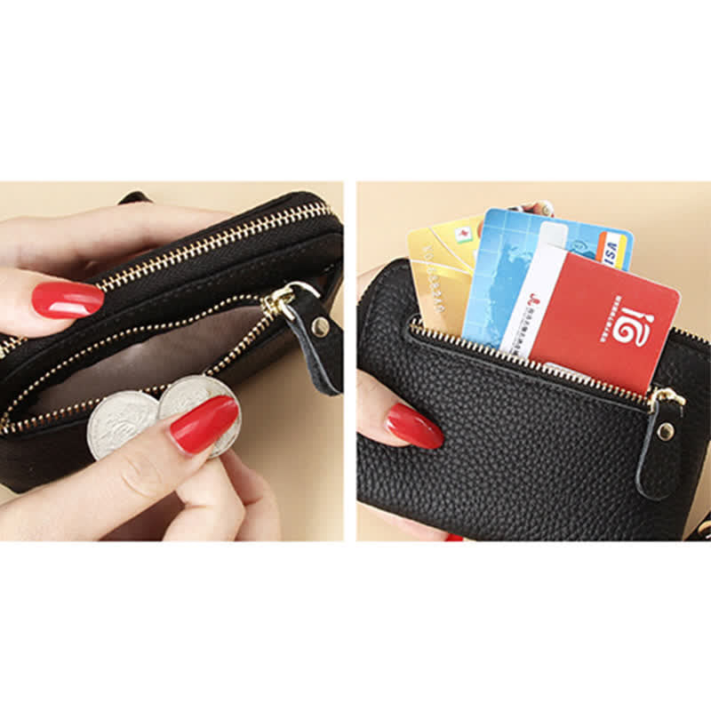 Kleine Clutch aus echtem Leder für Damen mit Armband, Geldbörse, Kartenhalter