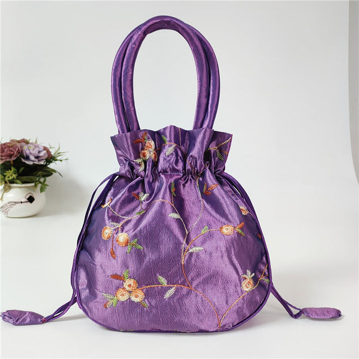 Clutch mit Blumenmuster und Kordelzug, Beuteltasche, Handtasche, Partytasche
