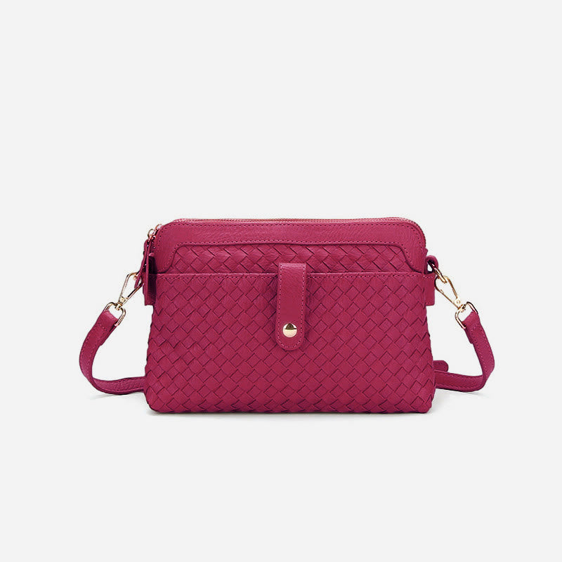 Multifunktionale Unterarmhandtasche für Damen aus gewebtem Leder