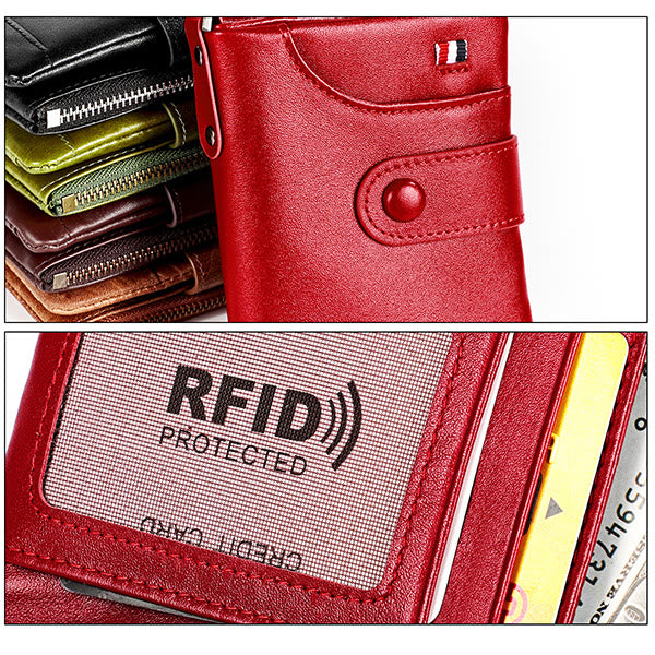 RFID-blockierende Retro-Geldbörse aus Leder mit Kette