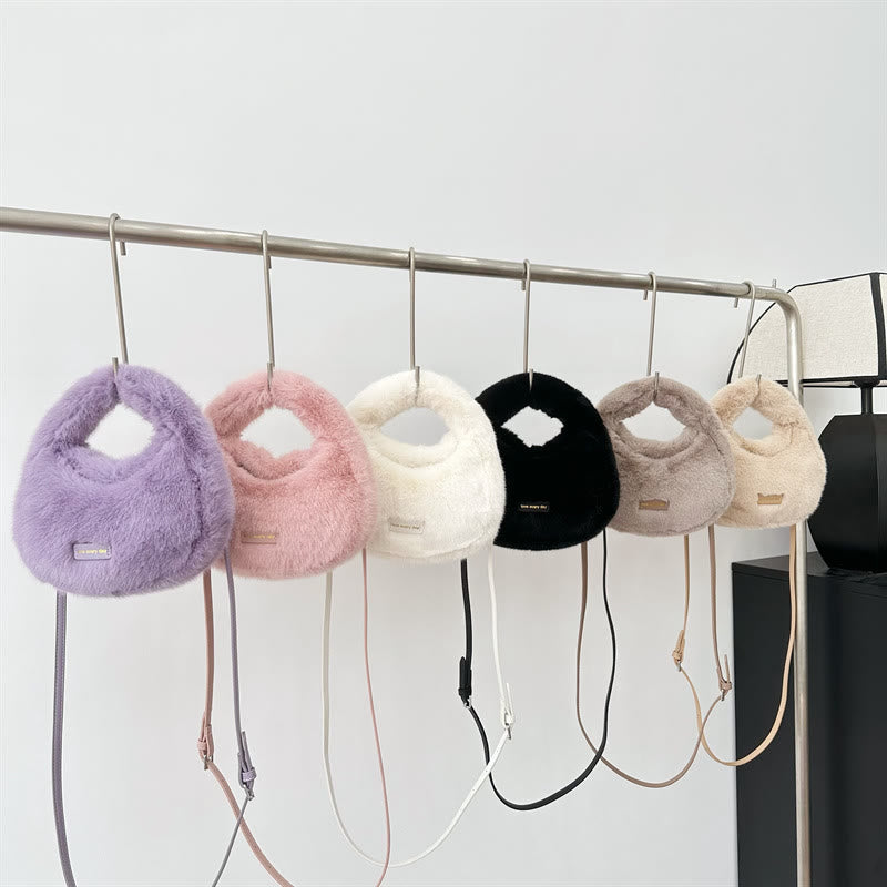 Kunstpelz-Geldbörse für Damen, verstellbarer Riemen, kleine Umhängetasche