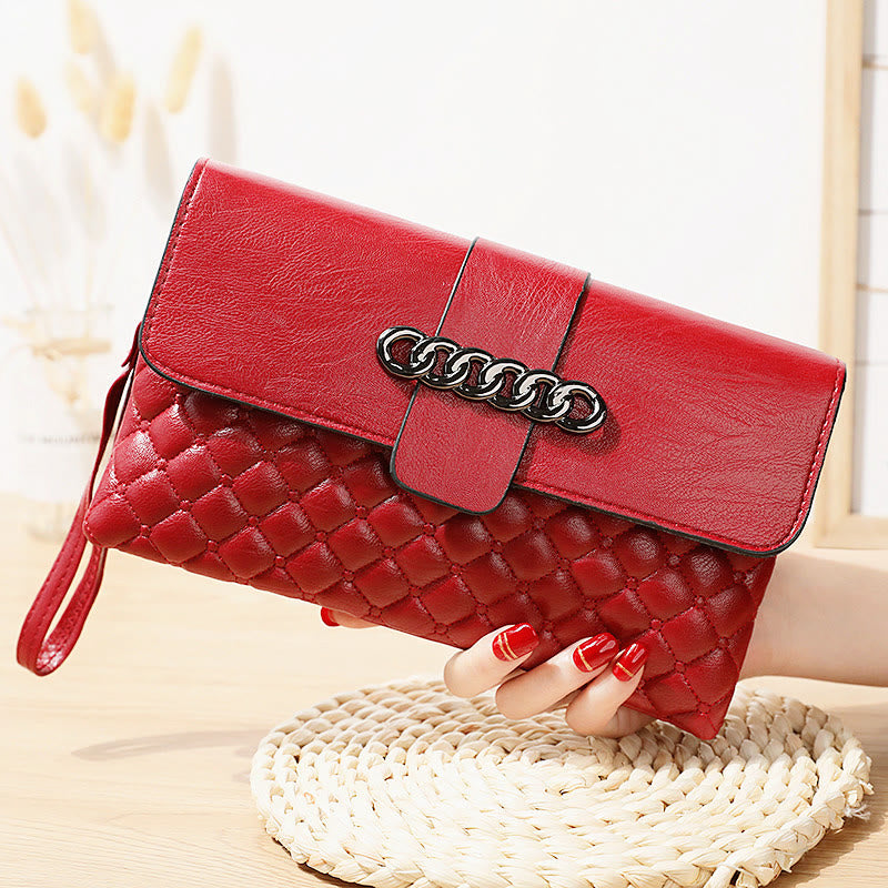 Gesteppte Schultertasche für Damen mit Karomuster, multifunktionale Geldbörse