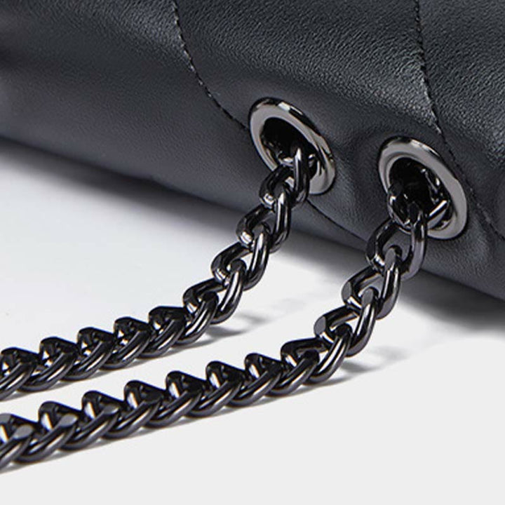 Diamant-Kettentasche für Damen, echtes Leder, quadratische Unterarmtasche