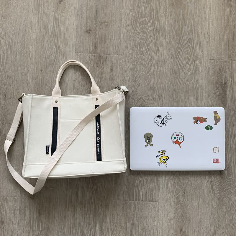 Laptop Tote Handtasche Canvas Schultertasche Aktentasche für Reisen Büro Schule