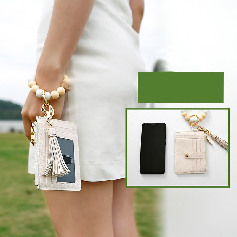Handgelenktasche mit Silikonperlen und Quaste für Damen