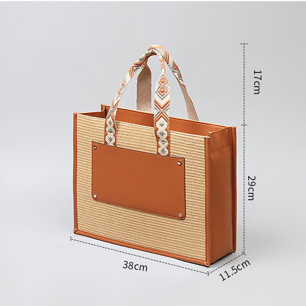 Strohtasche für Damen, große Umhängetasche für den Urlaub und die Reise