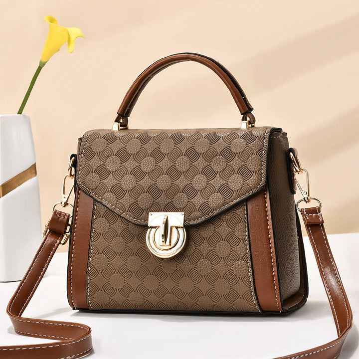 Clamshell-Tasche mit Henkel oben für Damen, klassische Farbe, kleine Umhängetasche