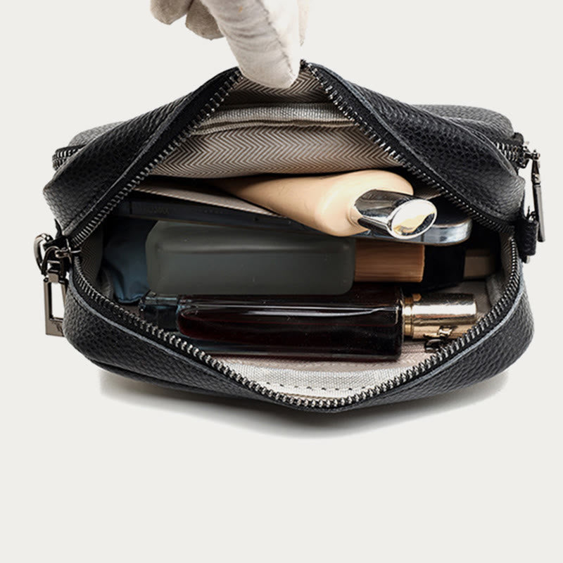 Umhängetasche für Damen, weiches Leder mit Litschi-Muster, Einkaufstasche