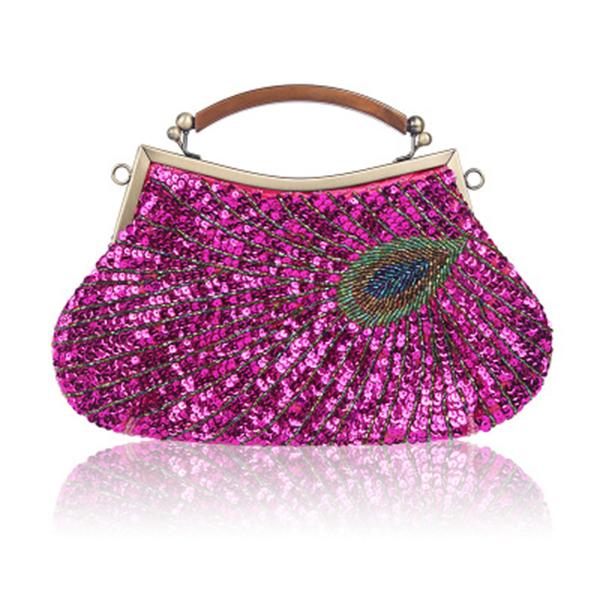 Handgemachte Perlen Clutch Pfau Pailletten Tasche