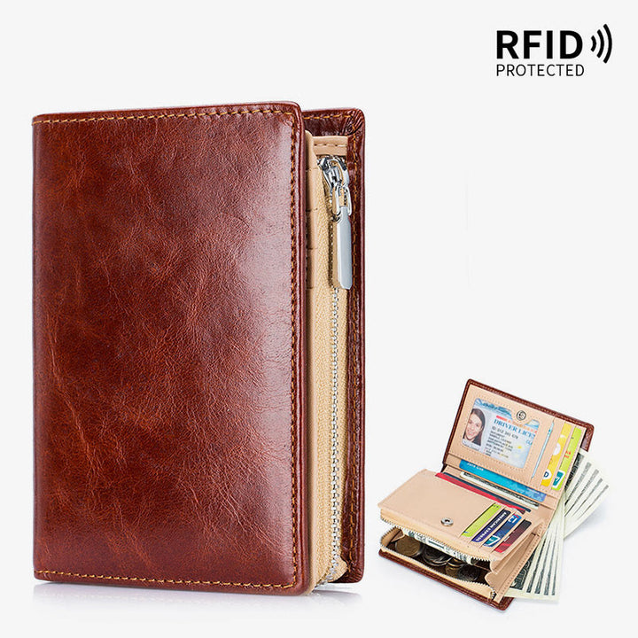 Herren Kurze Brieftasche Für Business Retro Multifunktions Leder Geldbörse