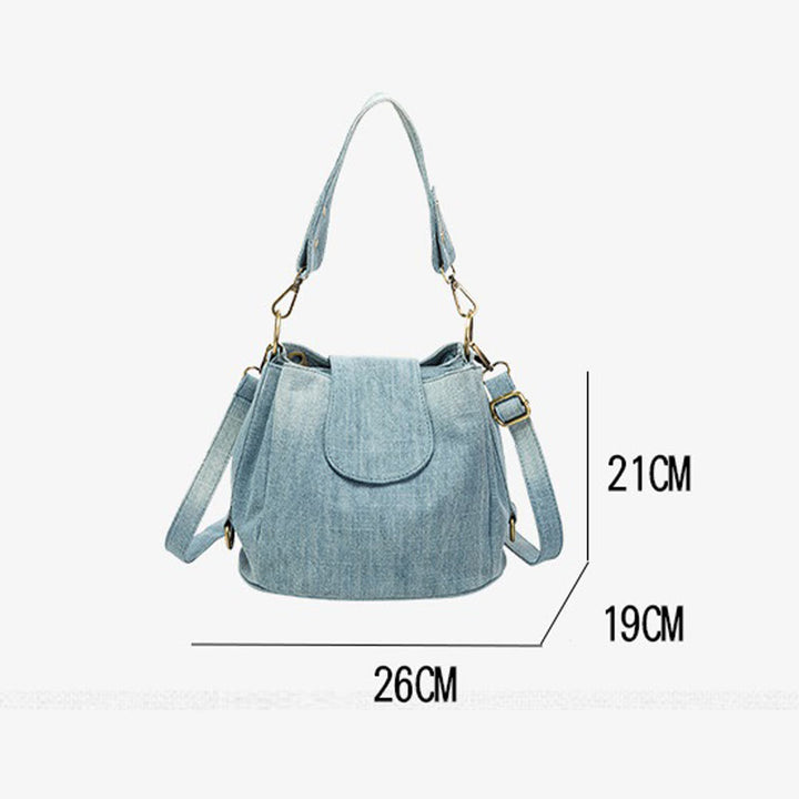 Denim-Unterarm-Beuteltasche für Damen, große Tasche mit Henkel