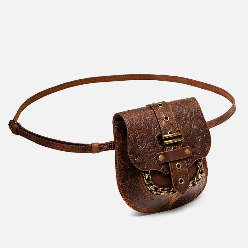 Retro-Umhängetasche für Damen mit Steampunk-Prägung, Umhängetasche mit Kette