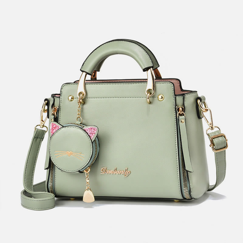 Süße Kätzchen-Handtasche mit abnehmbarem Riemen für Damen, Umhängetasche