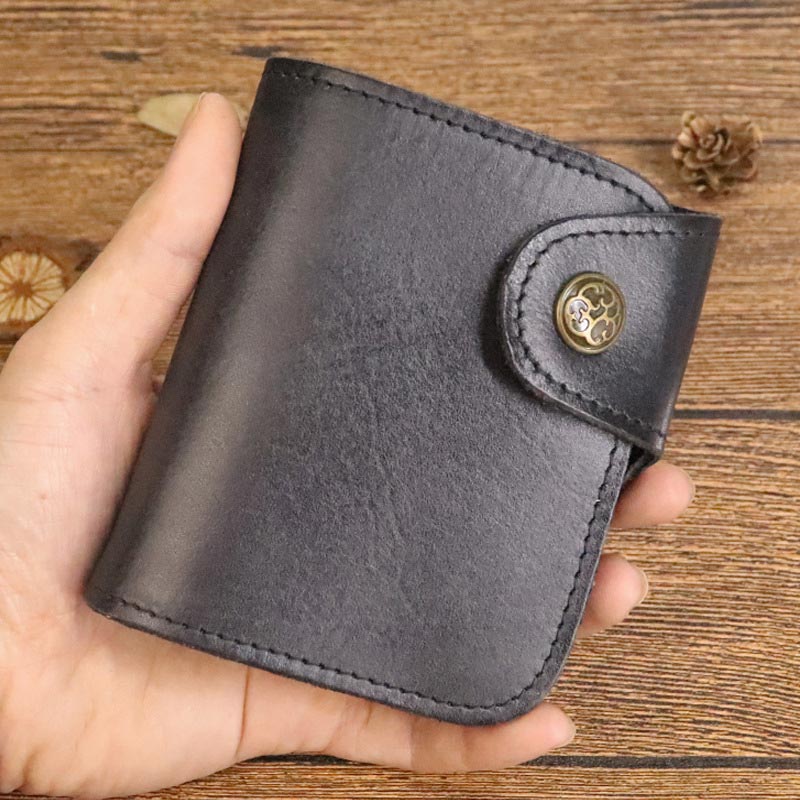 Kurze Brieftasche aus Vintage-Leder, kleine, geräumige Brieftasche mit Kartenhalter für Männer