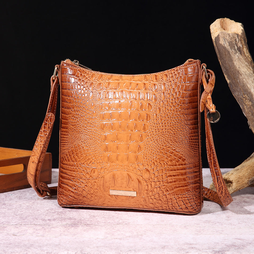Umhängetasche für Damen, Retro-Krokodilmuster, Leder, Dating-Tasche