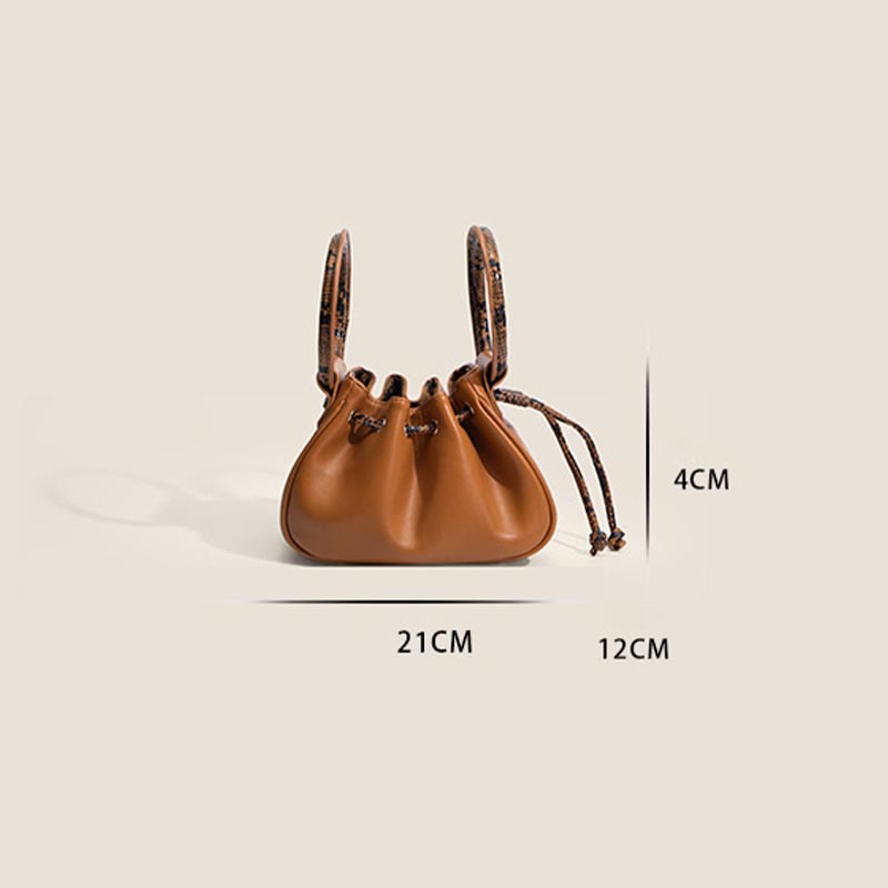 Handtasche für Damen, Nischenring, Vintage-Falte, Kordelzug, Umhängetasche
