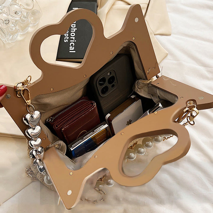 Handtasche für Damen, große Kapazität, Umhängetasche mit Perlenkette