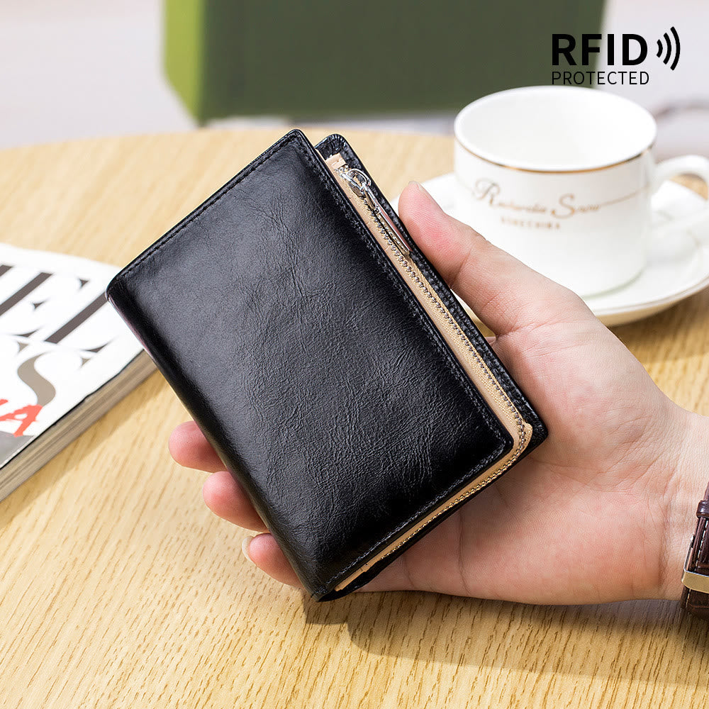 Herren Kurze Brieftasche Für Business Retro Multifunktions Leder Geldbörse