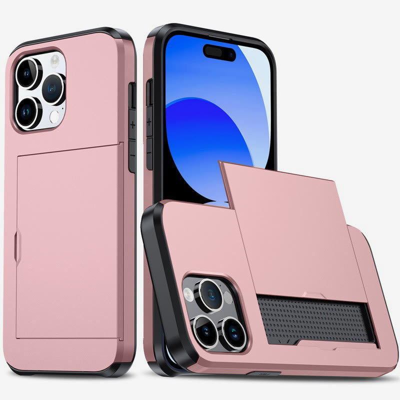 Iphone Slide Card Telefonhülle 2 in 1 Anti-Fall-Geldbörsenhülle