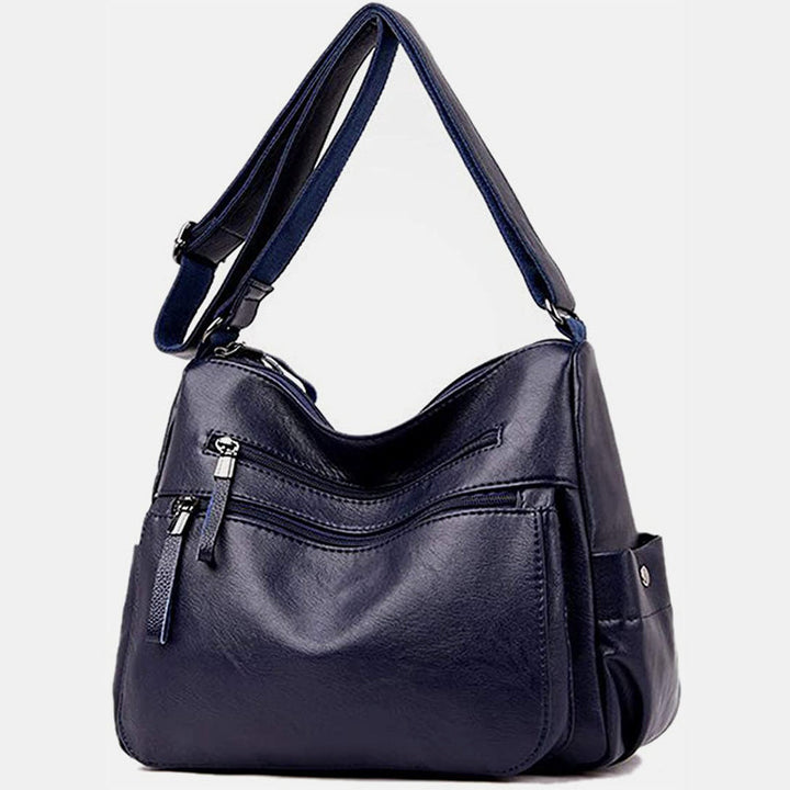 Große Umhängetasche im Retro-Stil mit mehreren Taschen - Marine - image 13